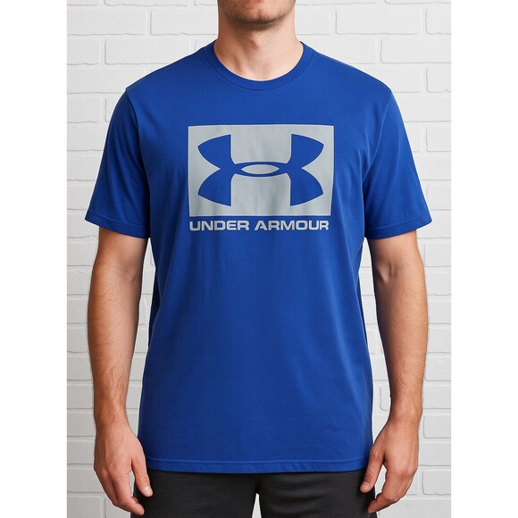 Under Armour HeatGear Blue Graphic Logo T-Shirt XL Loose Fit Short Sleeve Tee - Picture 1 of 9
